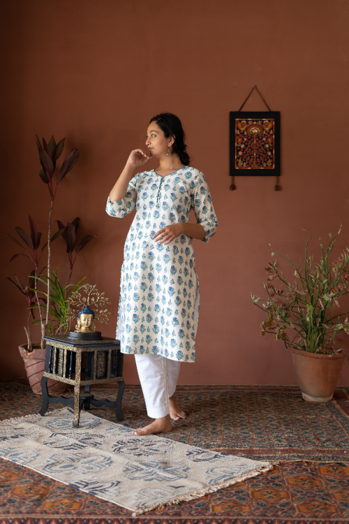 
                  
                    Silk Cotton Long Kurta - 3/4 Sleeve
                  
                