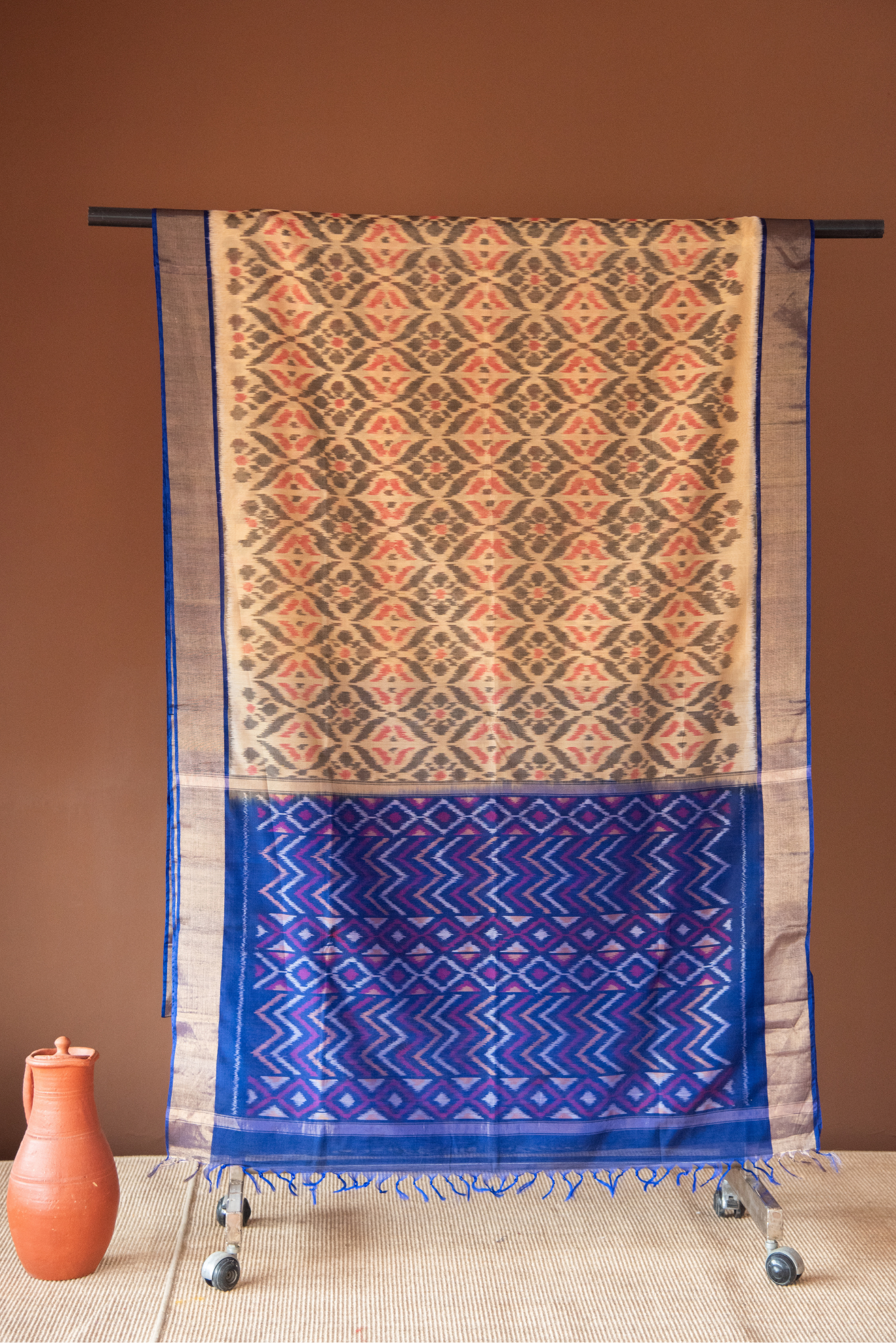 
                  
                    Silk Cotton Ikat Saree
                  
                