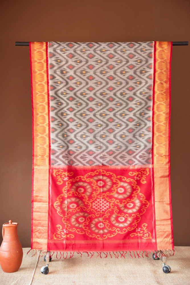 
                  
                    Silk Cotton Ikat Saree
                  
                