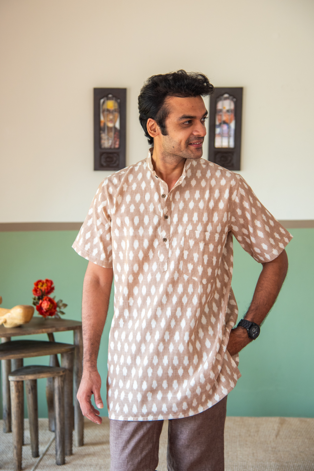 MENS LONG KURTA H/S