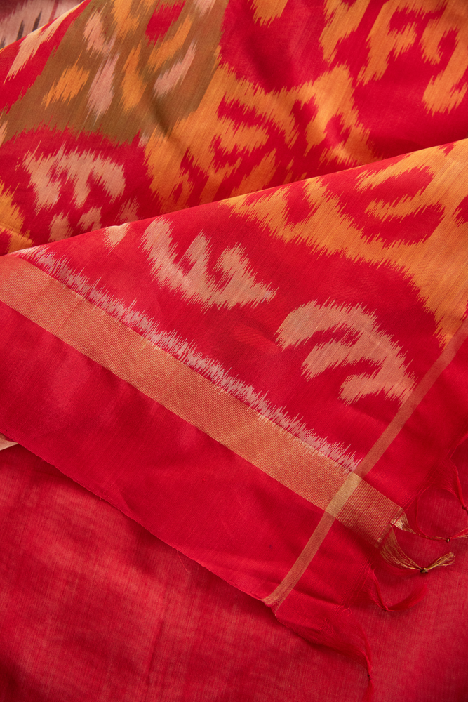 
                  
                    Silk Cotton Ikat Saree
                  
                