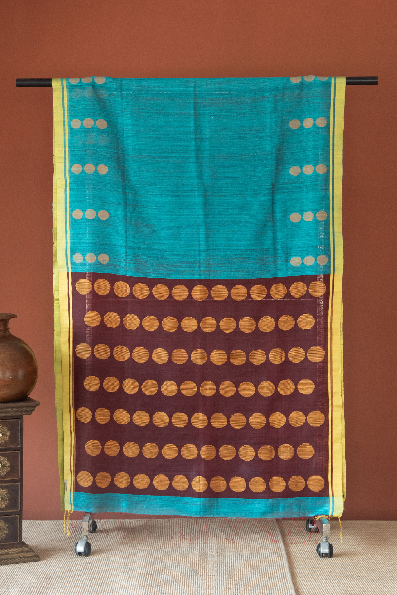 
                  
                    Linen Silk Jamdhani Saree
                  
                