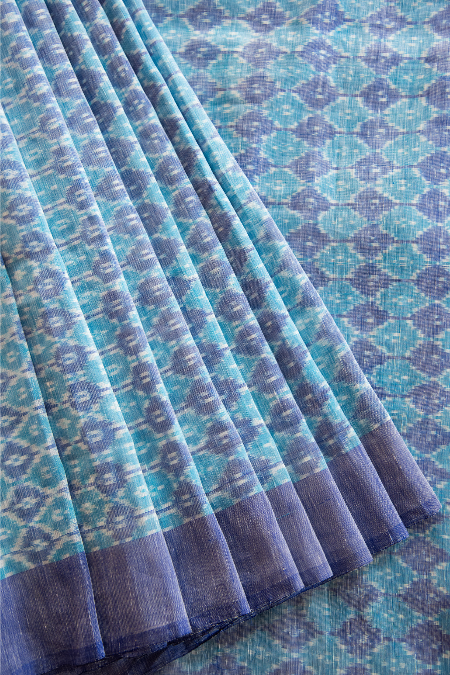 Silk Ikkat Linen Saree