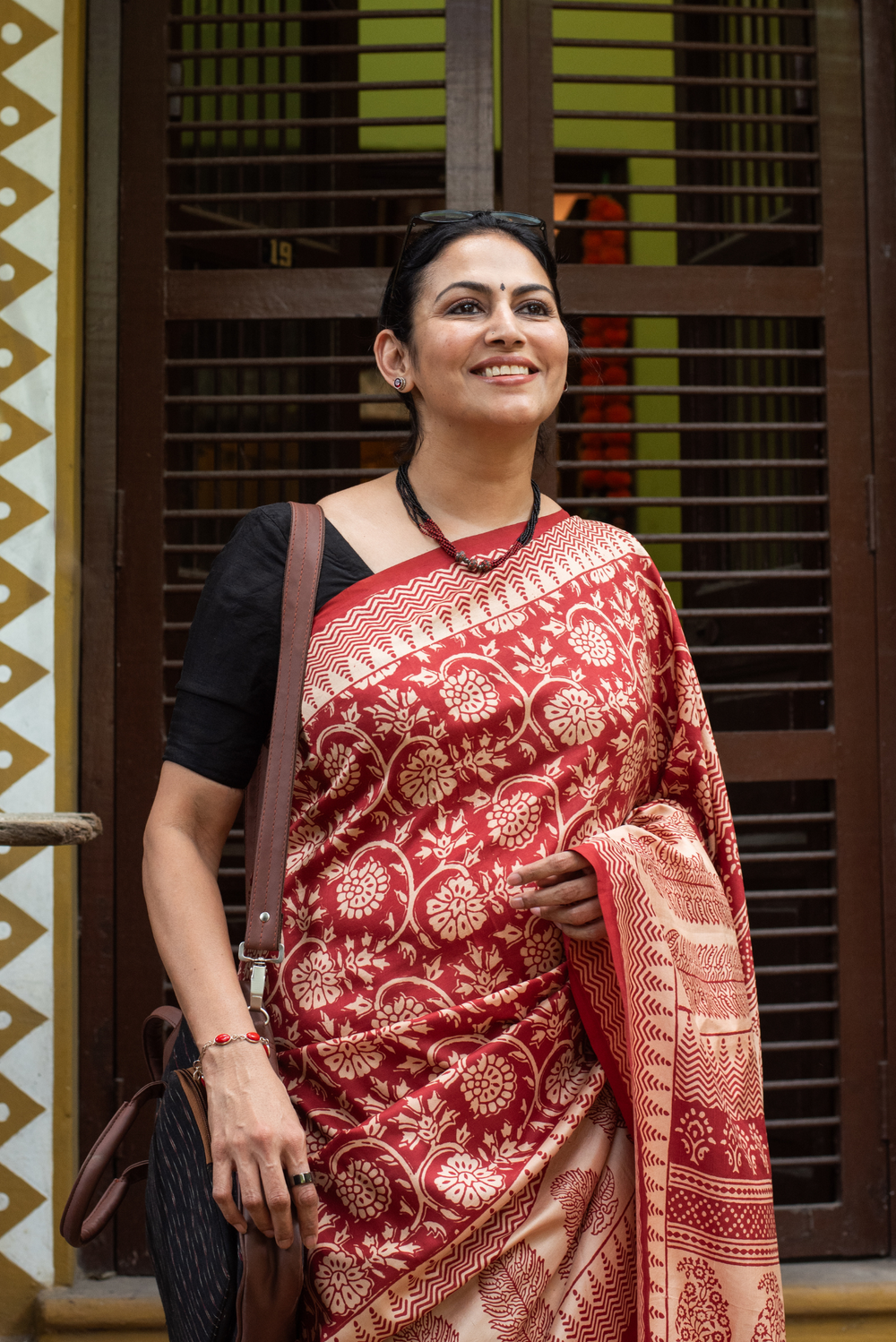 Linen Silk Mulberry Block Print Saree