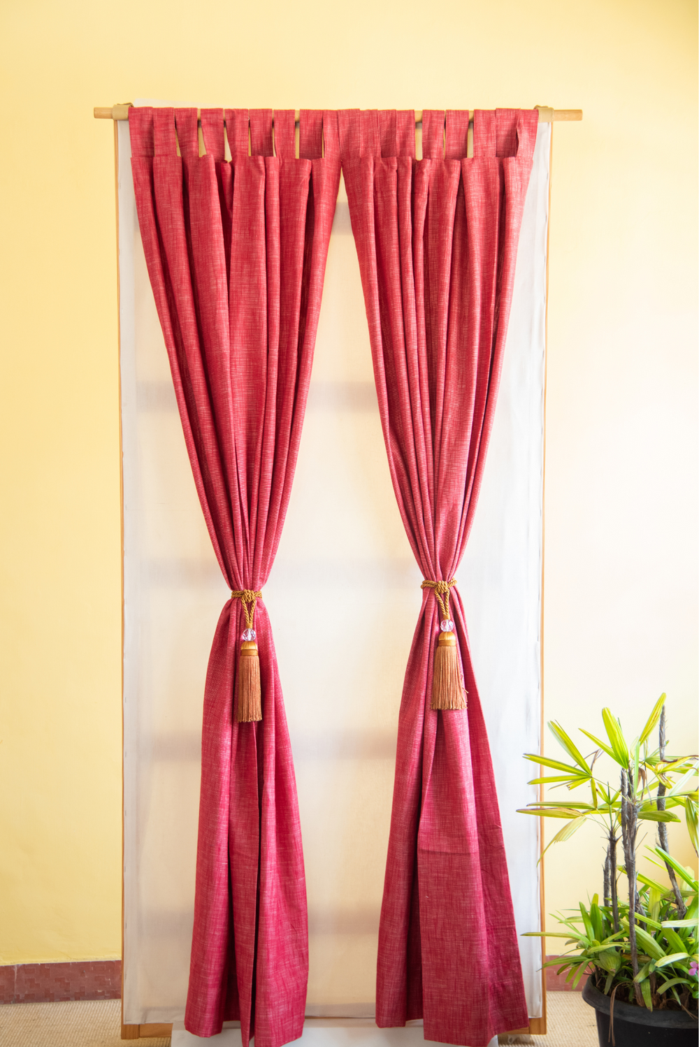 Cotton Curtain Red Door