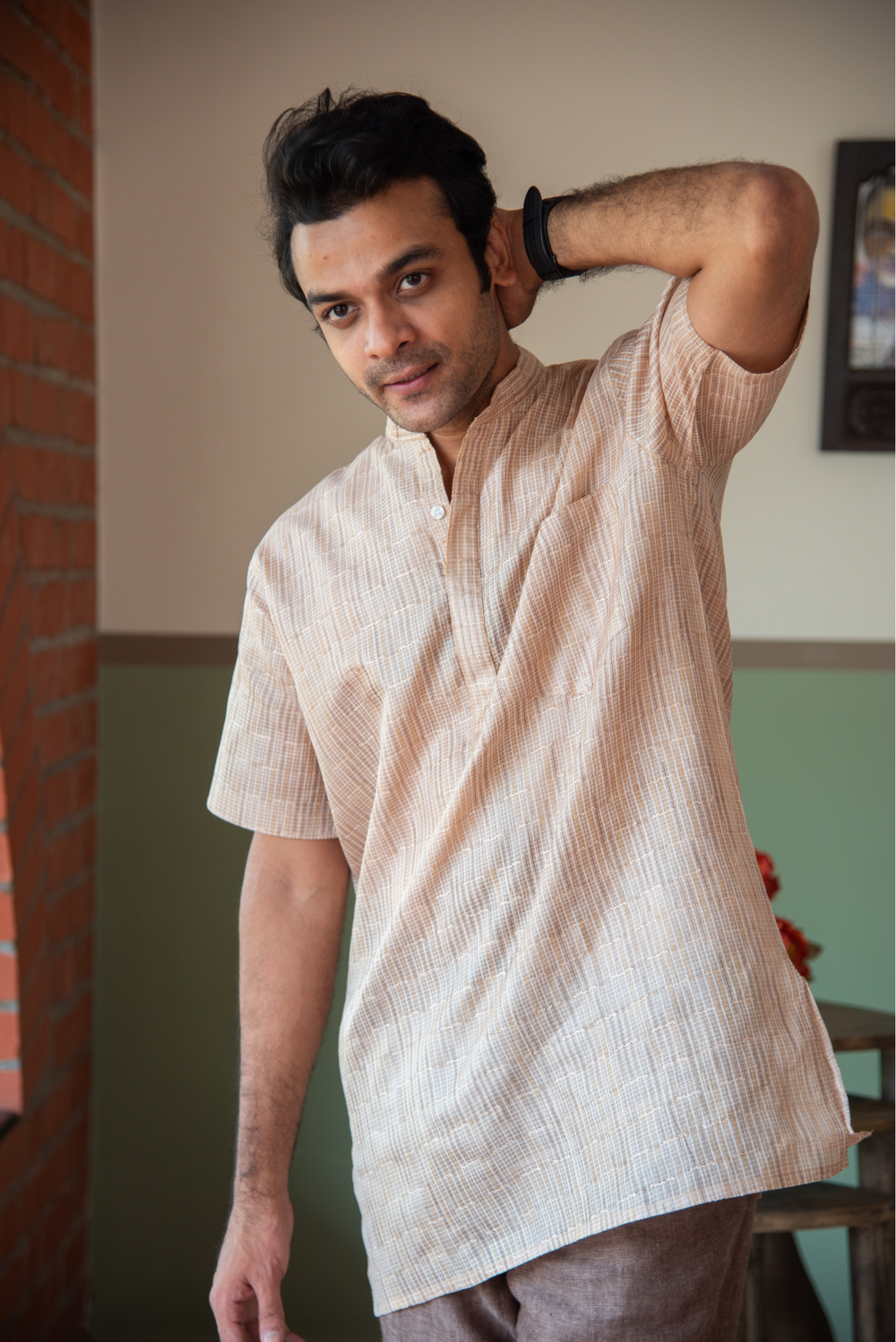 MENS LONG KURTA H/S TUSSAR SILK