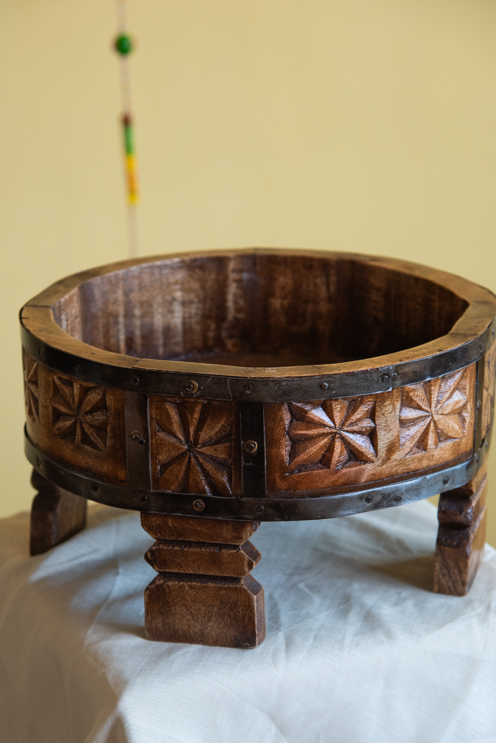 Wooden Bowl Carved Iron Ftd