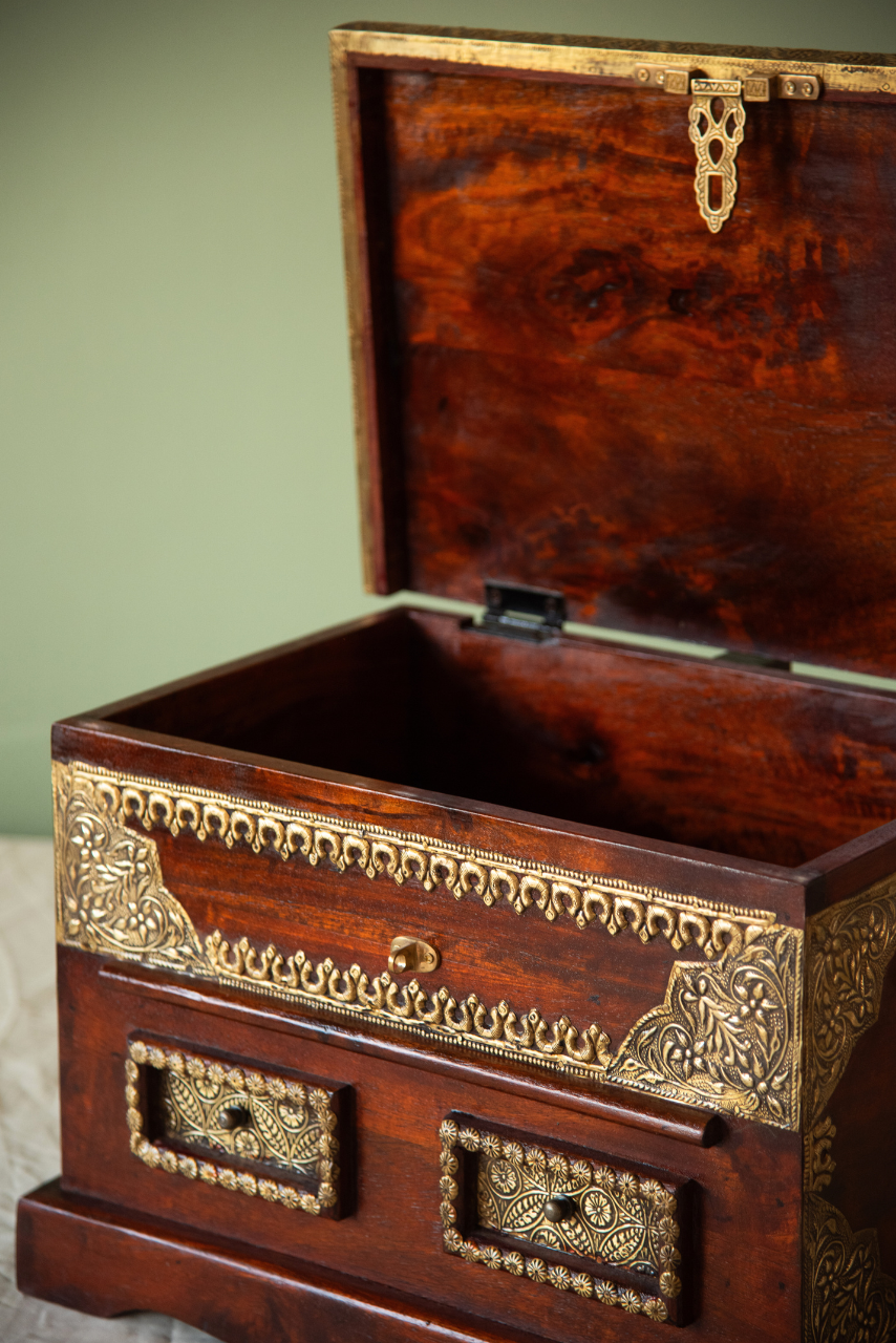 
                  
                    Wooden Brass Work Box
                  
                