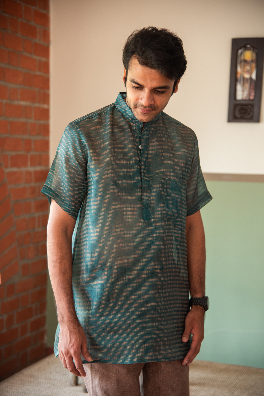 MENS LONG KURTA H/S TUSSAR SILK