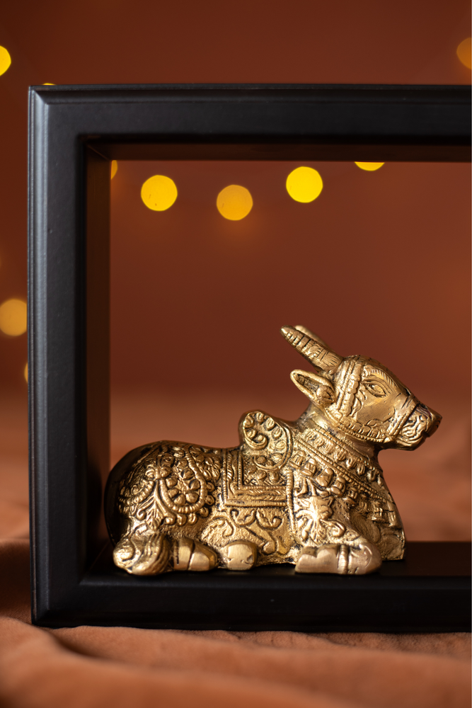 
                  
                    Brass Nandi Pair With Frame
                  
                