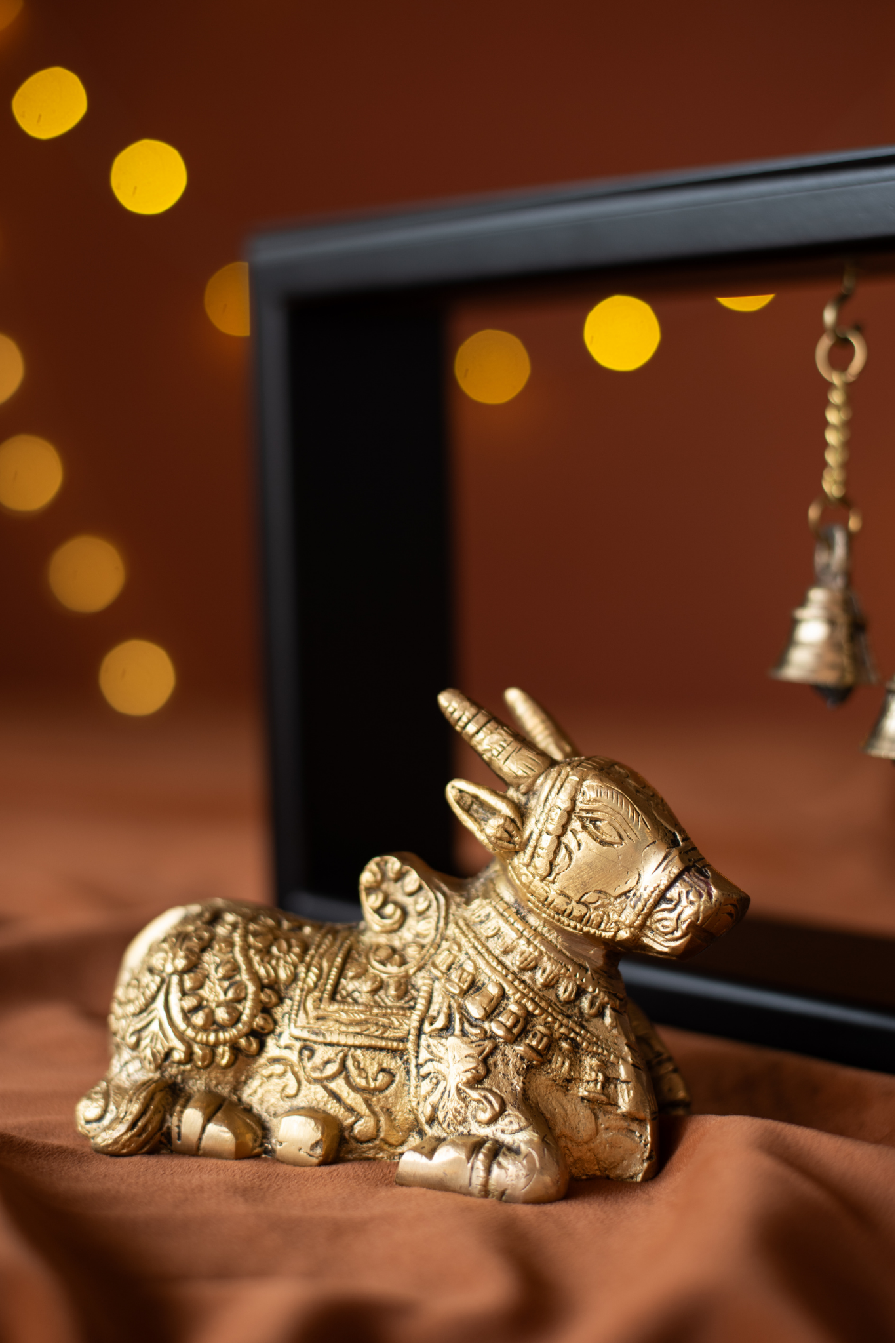 
                  
                    Brass Nandi Pair With Frame
                  
                