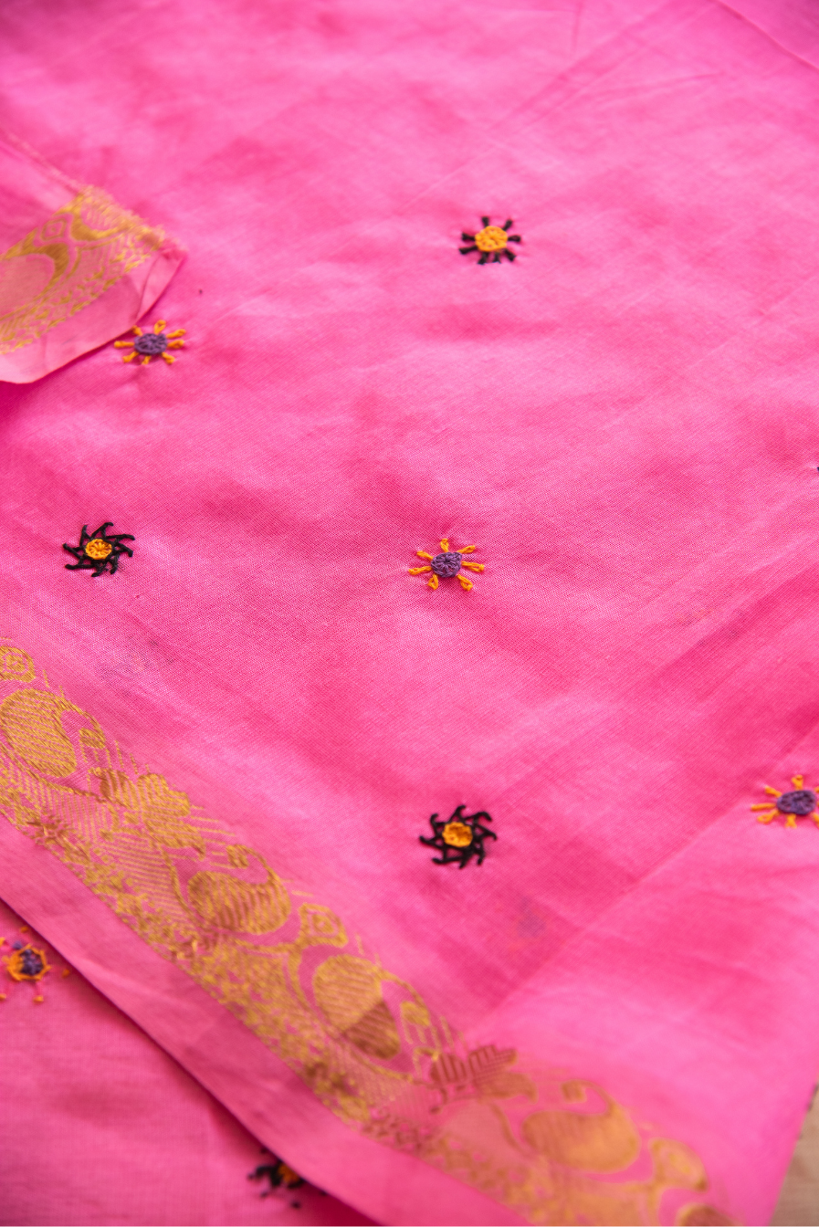 
                  
                    Silk Cotton Lambadiwork Saree
                  
                