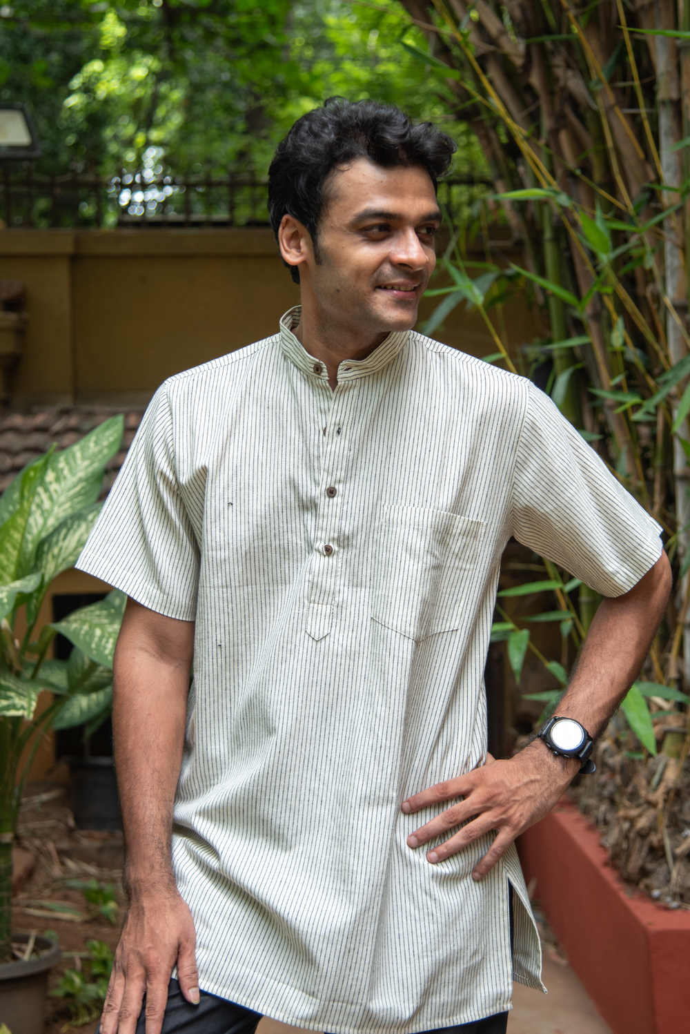 MENS LONG KURTA HALF SLEEVE