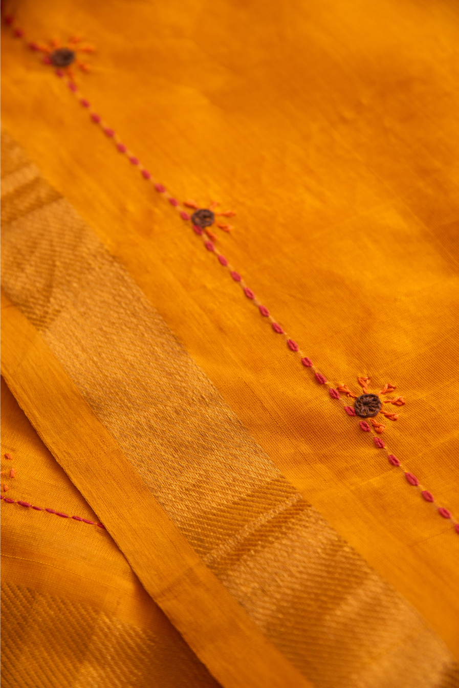 
                  
                    Silk Cotton Lambadiwork Saree
                  
                