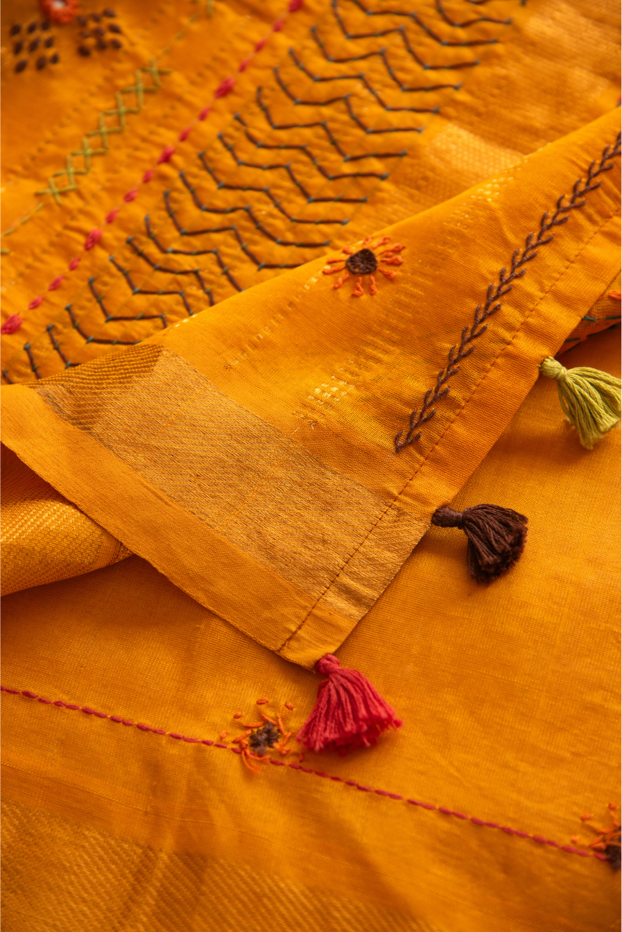 
                  
                    Silk Cotton Lambadiwork Saree
                  
                