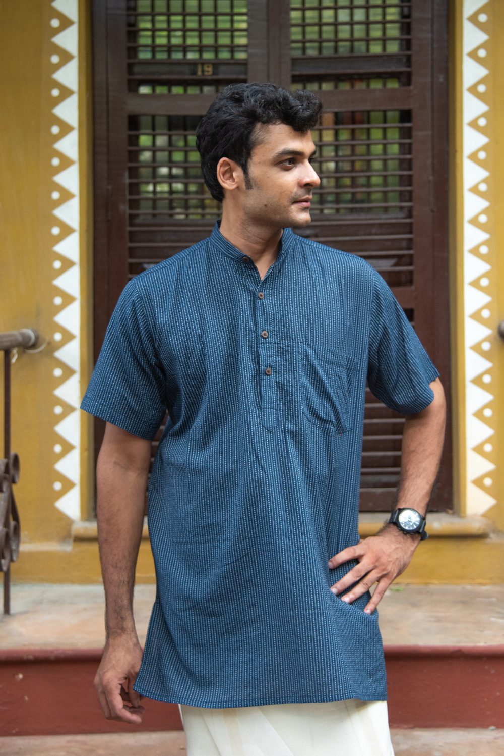 MENS LONG KURTA HALF SLEEVE