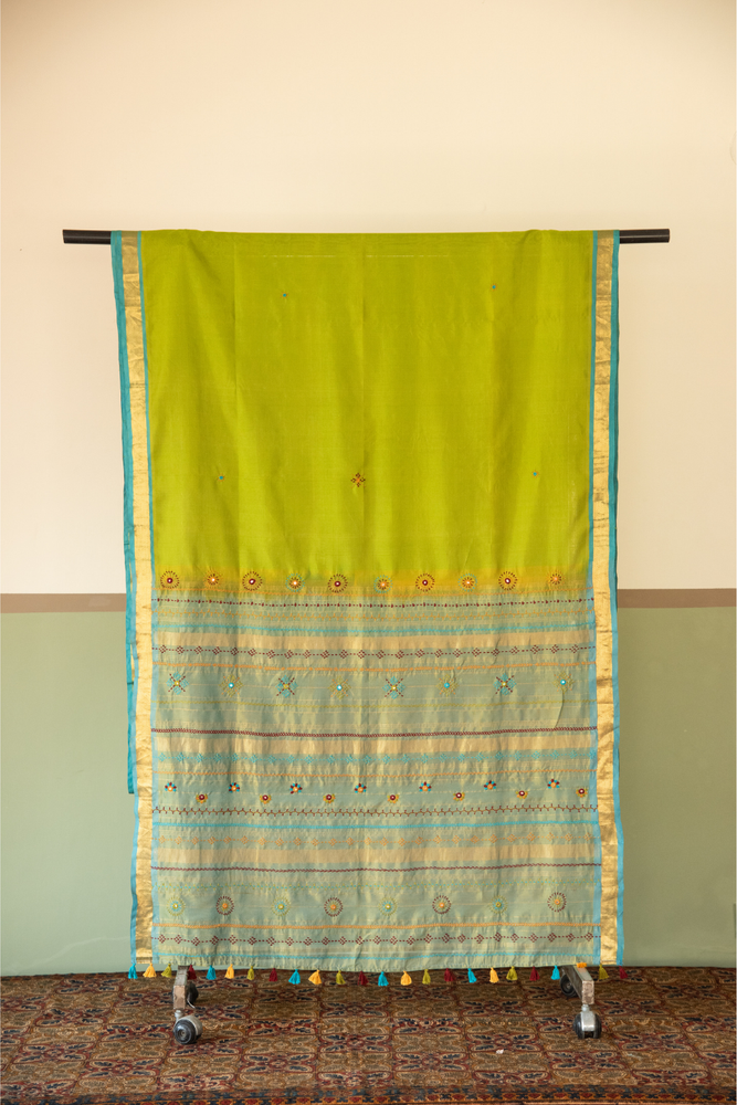 
                  
                    Silk Cotton Lambadiwork Saree
                  
                