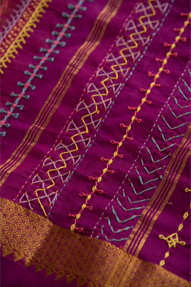 
                  
                    Silk Cotton Lambadiwork Saree
                  
                