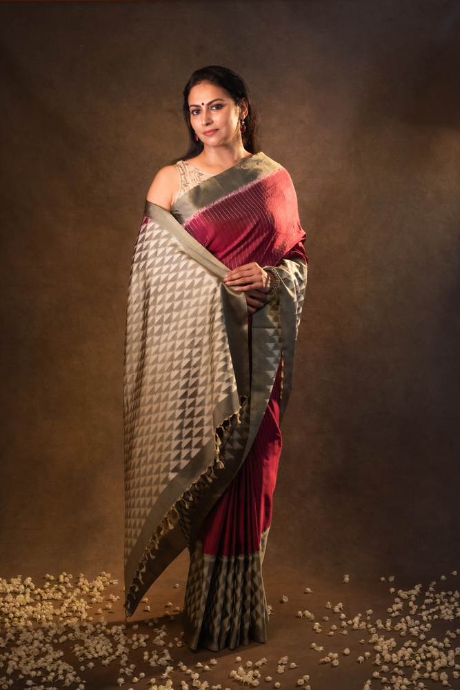 
                  
                    Pure Silk Ikkat Saree
                  
                