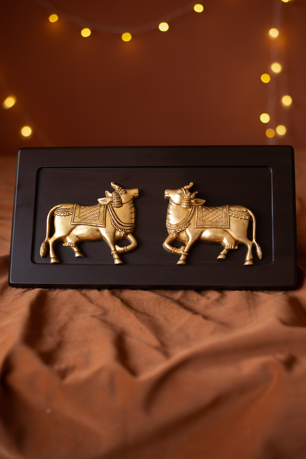 Brass Cow Pair With Frame