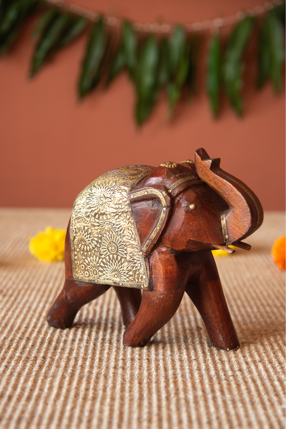 Wooden Elephant Brass Ftd