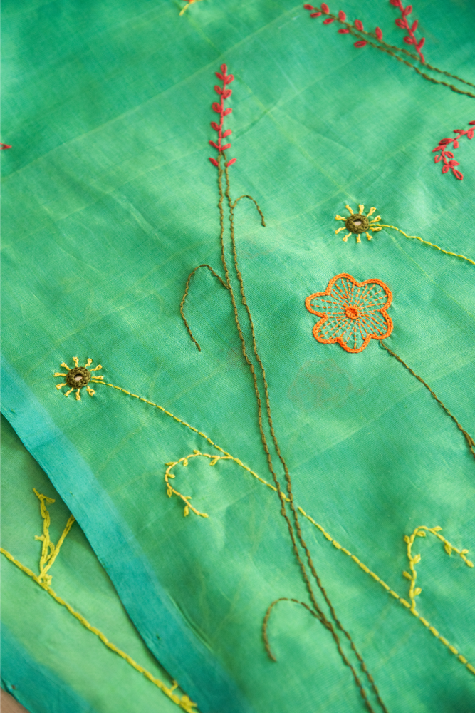 
                  
                    Silk Cotton Lambadiwork Saree
                  
                