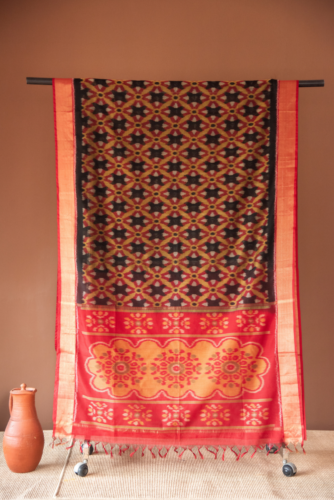 
                  
                    Silk Cotton Ikat Saree
                  
                