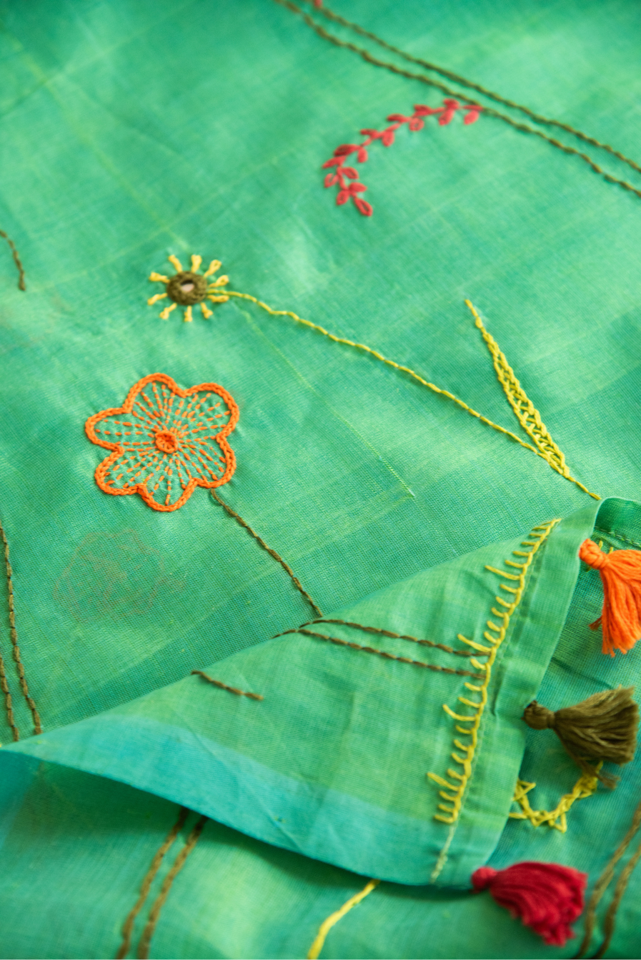 
                  
                    Silk Cotton Lambadiwork Saree
                  
                