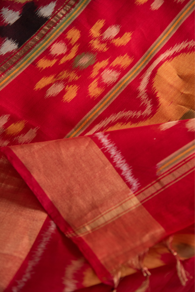 
                  
                    Silk Cotton Ikat Saree
                  
                