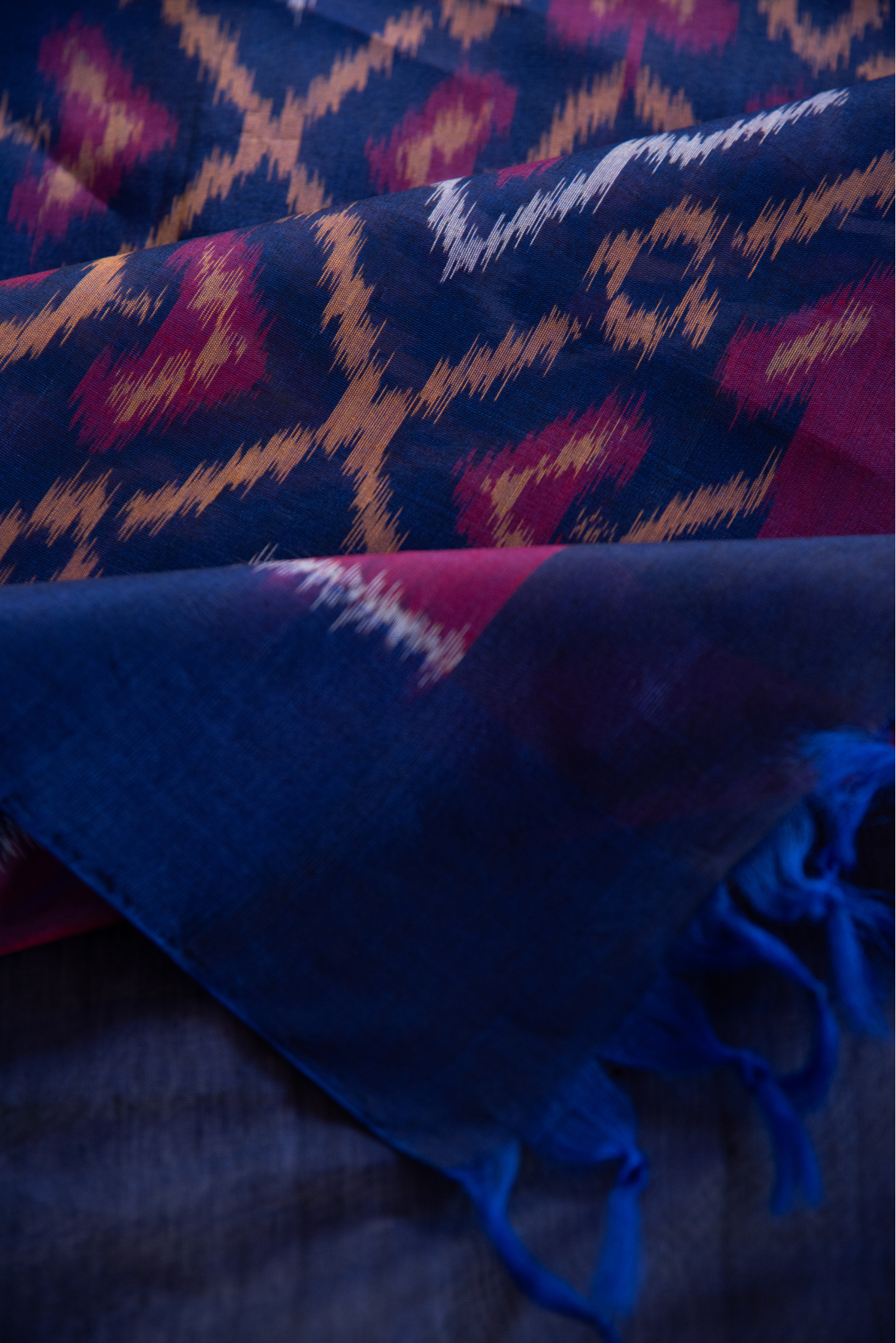 
                  
                    Silk Cotton Ikat Saree
                  
                