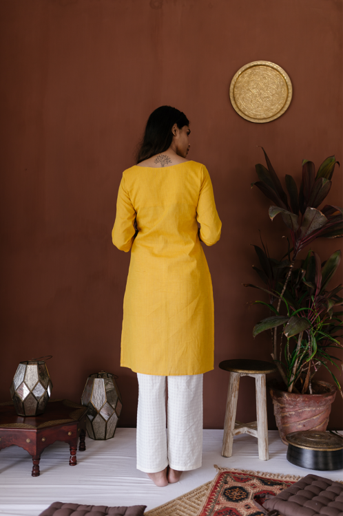 
                  
                    Cotton Yellow Ochre Kurta
                  
                