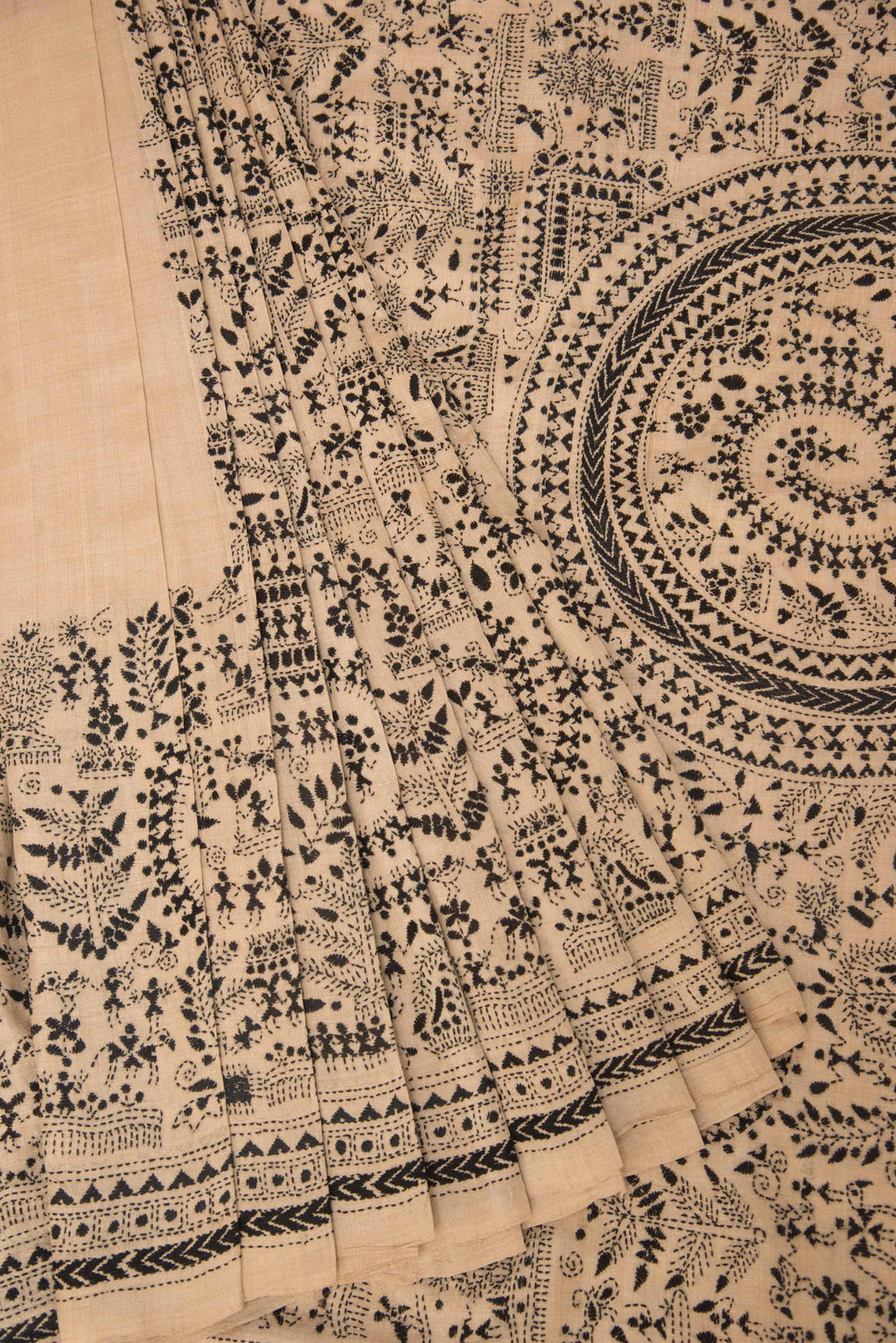 Tussar Silk Sari - Kantha Embroidery