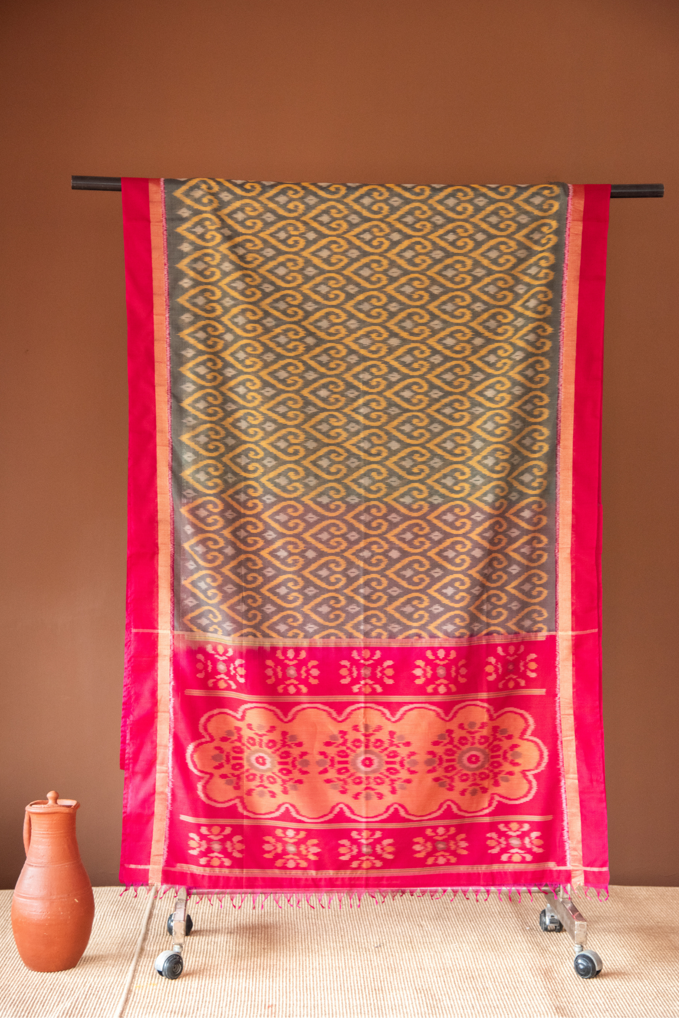 
                  
                    Silk Cotton Ikat Saree
                  
                