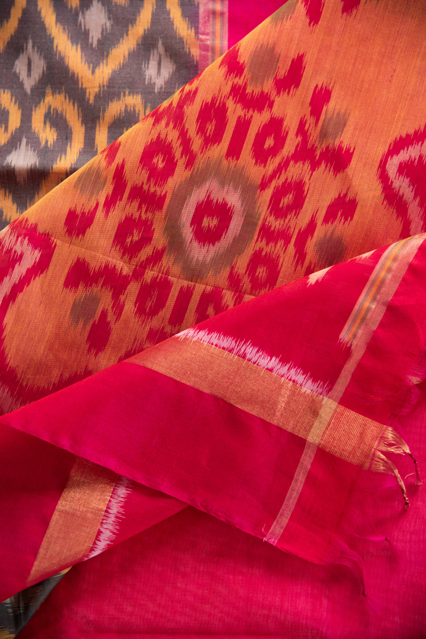 
                  
                    Silk Cotton Ikat Saree
                  
                