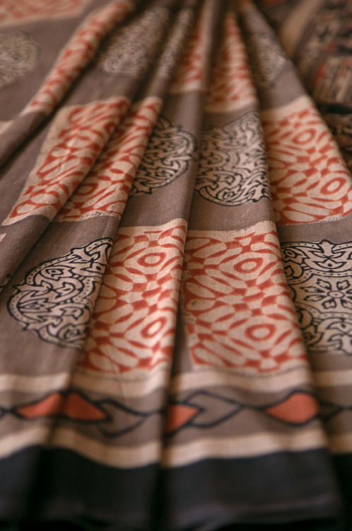 
                  
                    Ajrakh Block Printed Chanderi Silk Cotton Sari
                  
                