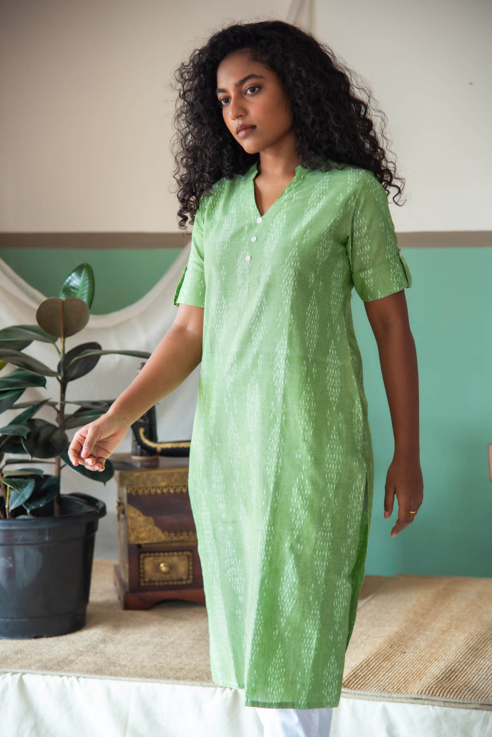 WOMEN LONG KURTHA 3/4 SLVE
