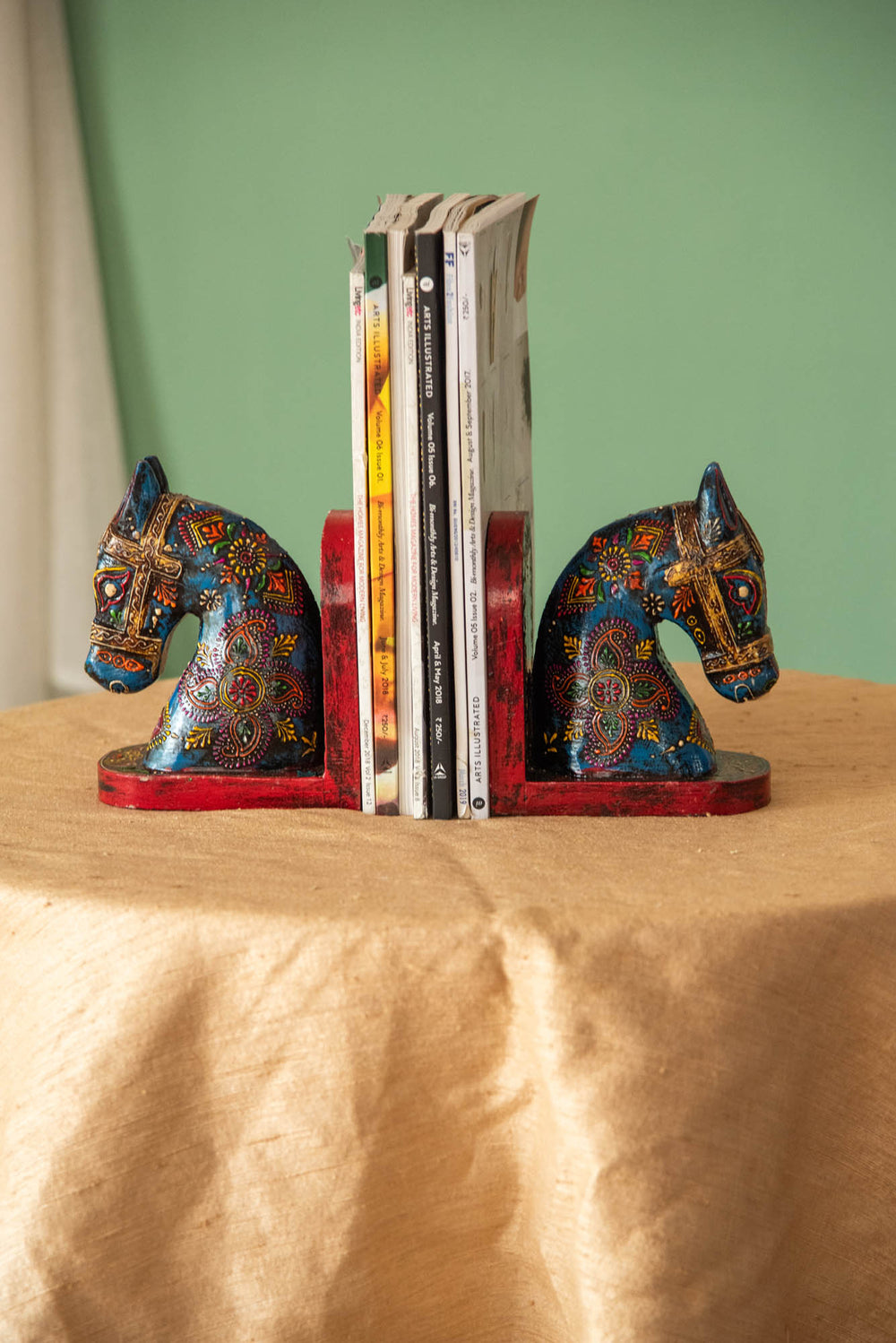 WOOD HORSE HEAD BOOK END