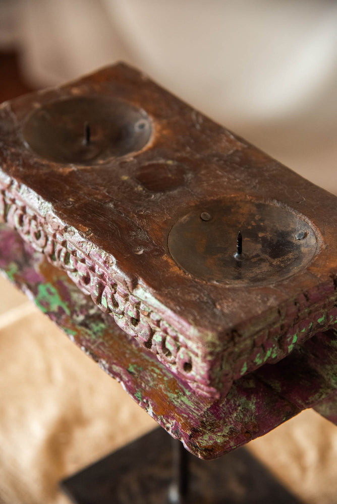 
                  
                    WOOD DOUBLE CANDLE WITH STAND
                  
                