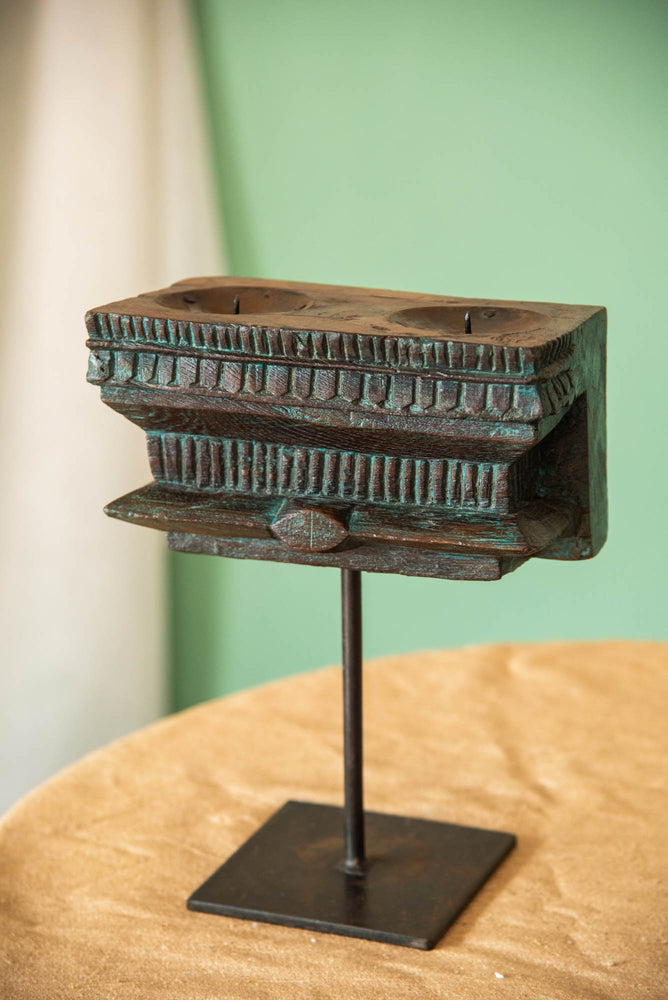 
                  
                    WOOD DOUBLE CANDLE WITH STAND
                  
                