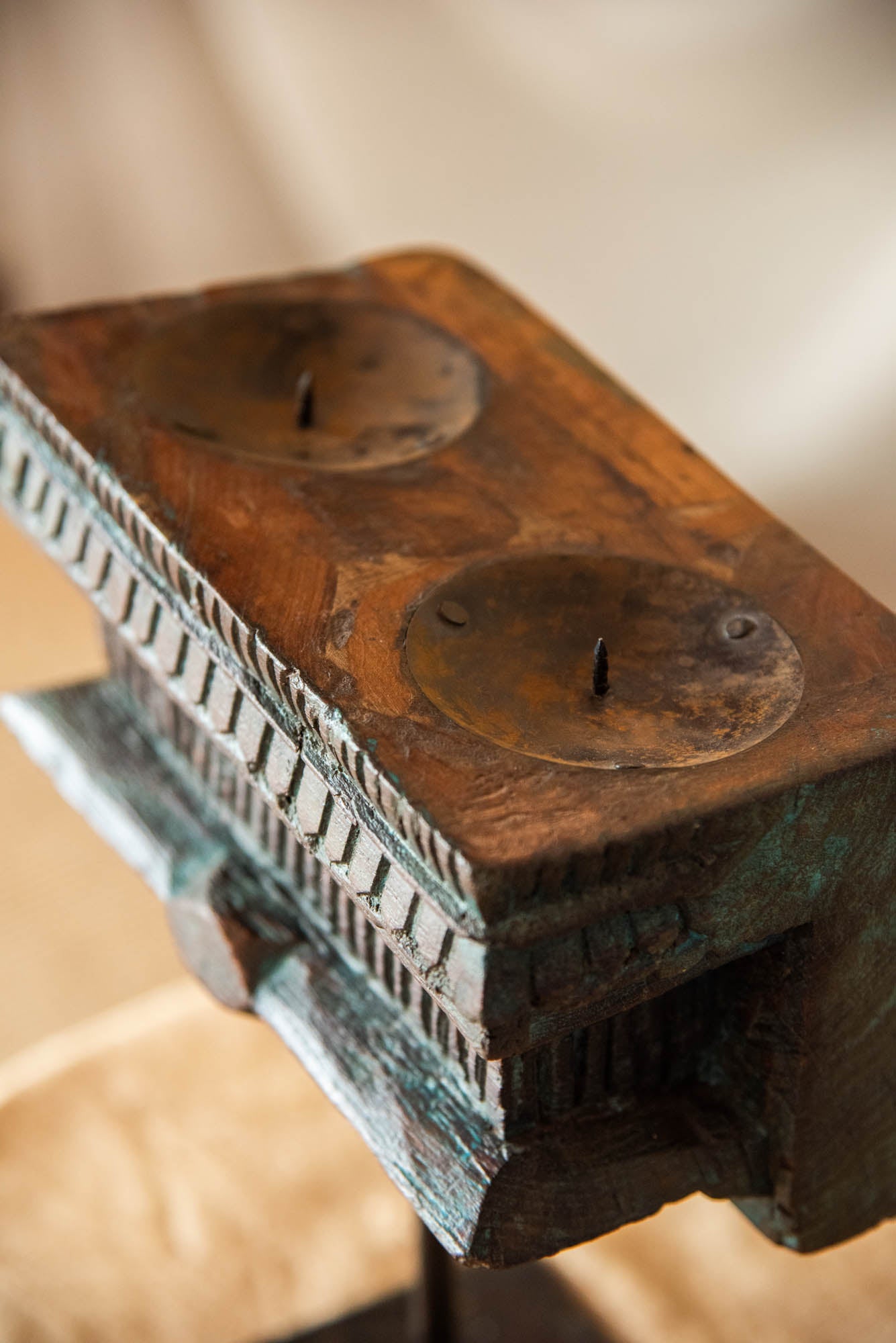 
                  
                    WOOD DOUBLE CANDLE WITH STAND
                  
                