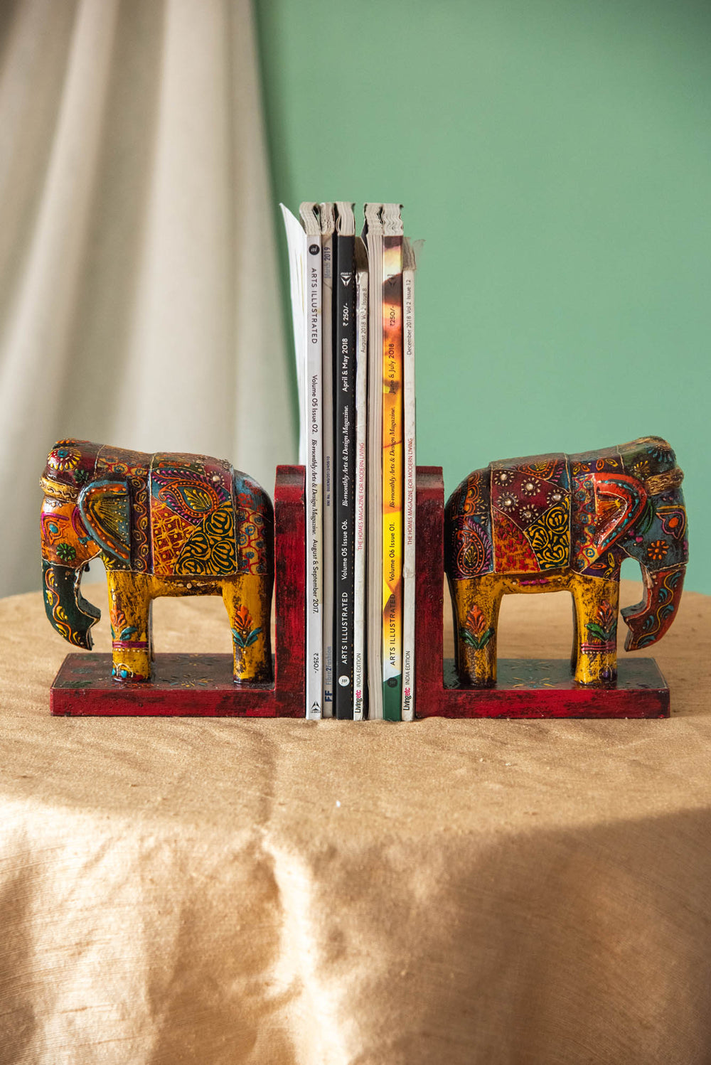 WOOD ELEPHANT BOOK END