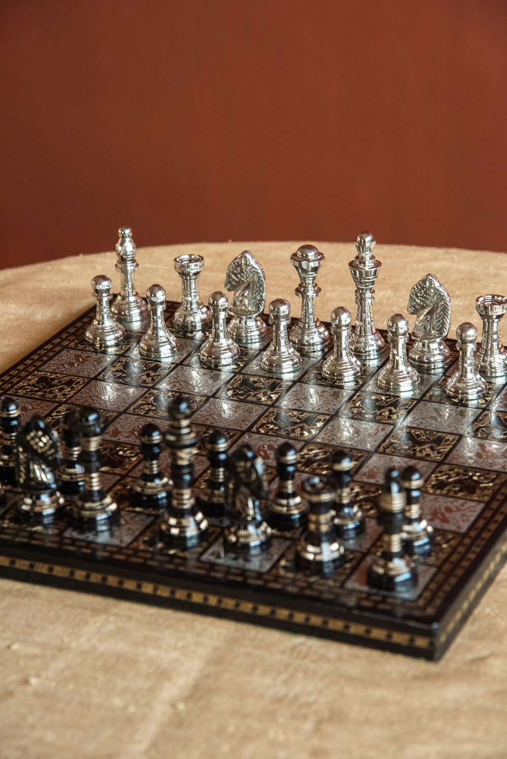 BRASS CHESS SET BOARD