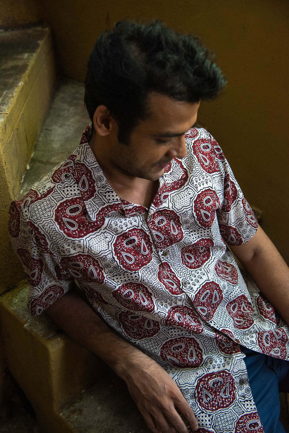 MEN RESORT SHIRT H/SLV SLIM FIT