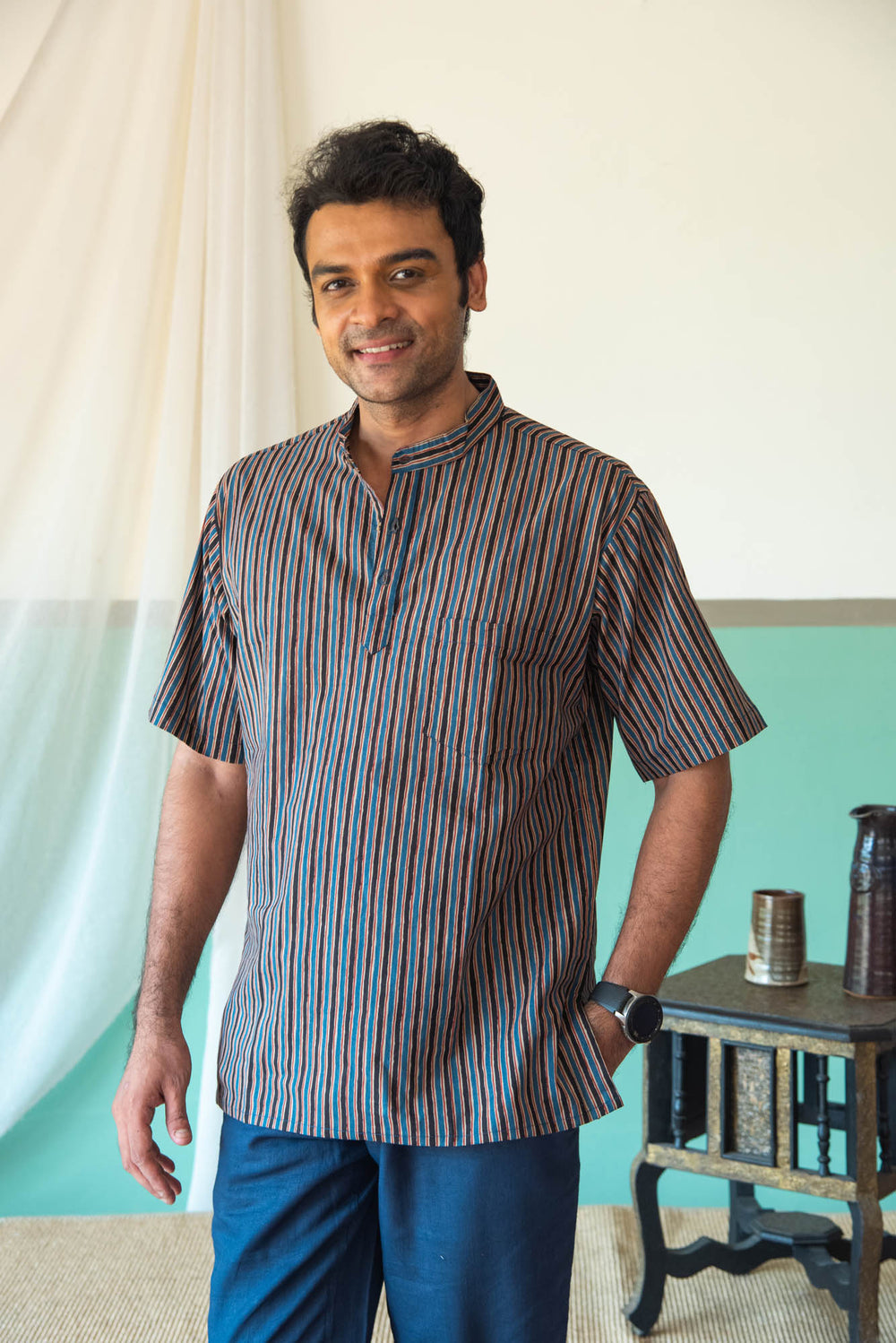 MEN SHORT KURTHA H/SL SLIM FIT
