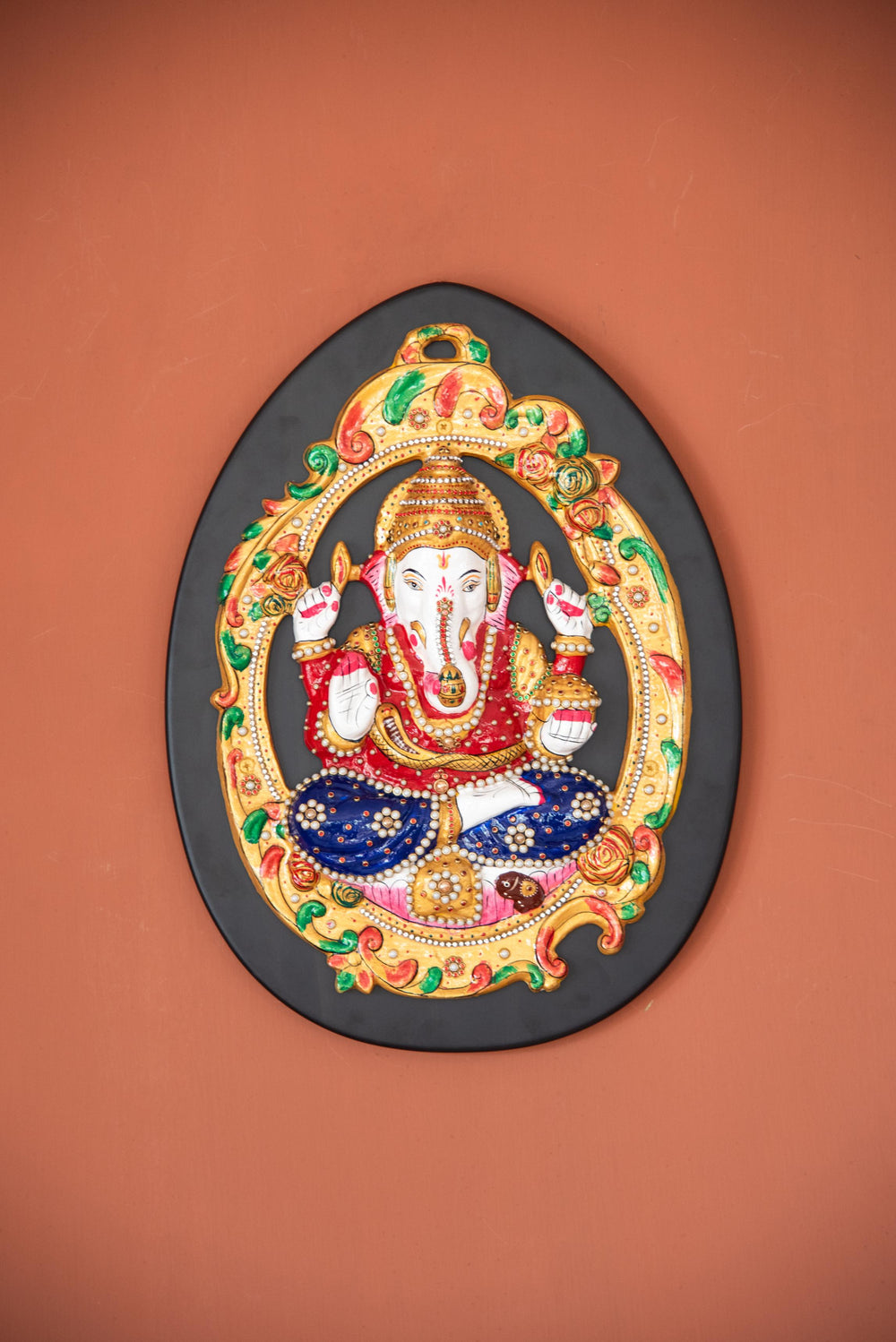 Metal Ganesh With Wooden Frame