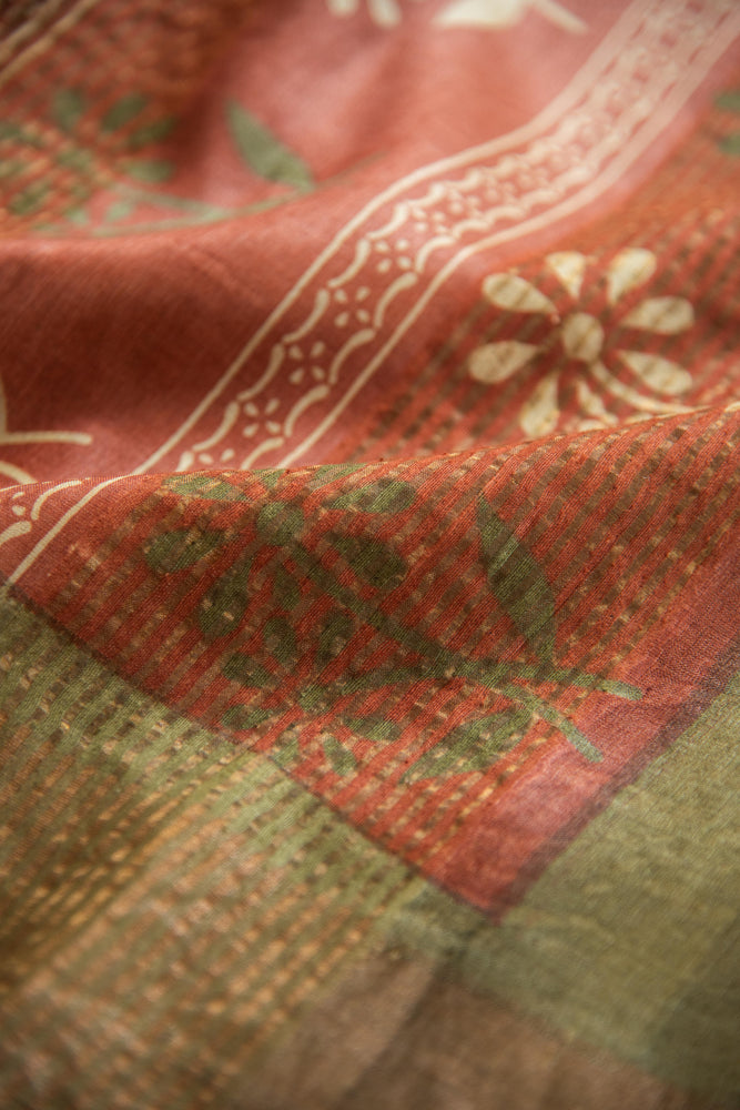 
                  
                    Tussar Silk Printed Saree
                  
                