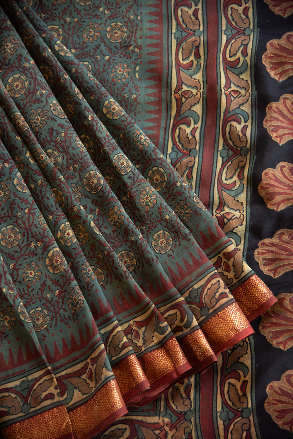 Cotton Maheshwari Ajarak Print Saree