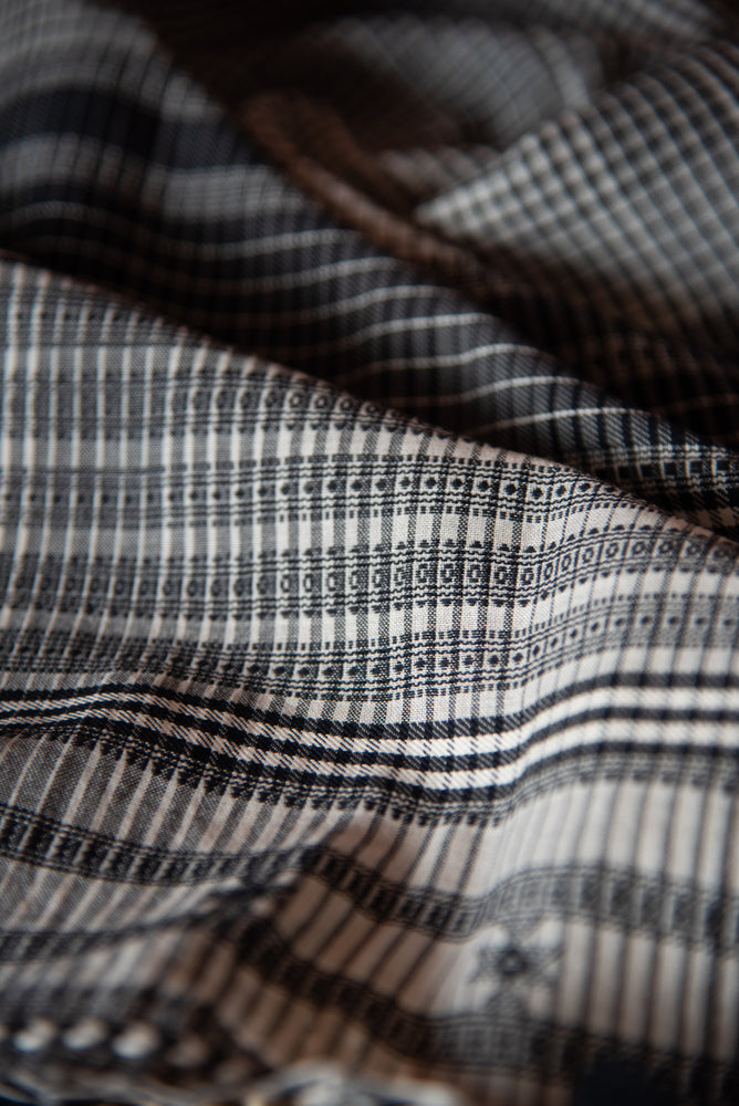 
                  
                    Cotton B/W Checks Black Fine Stole
                  
                