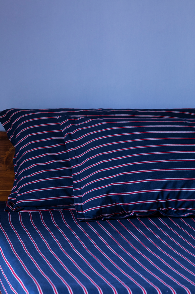 
                  
                    Hand - Woven Stripe Bedcover Blue and Red
                  
                