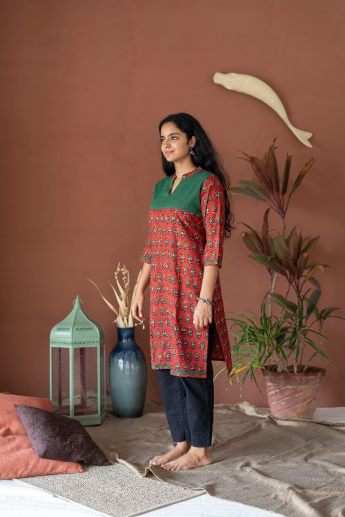 
                  
                    Cotton Colour Yoke Kurta - 3/4 Sleeve
                  
                